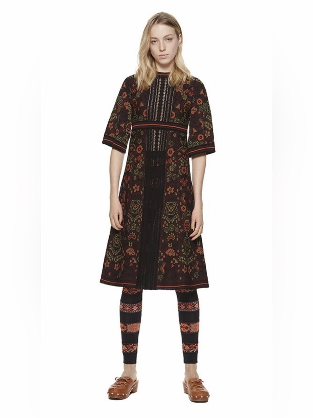 M Missoni Brown Floral Knit Midi Dress Small - Picture 1 of 11